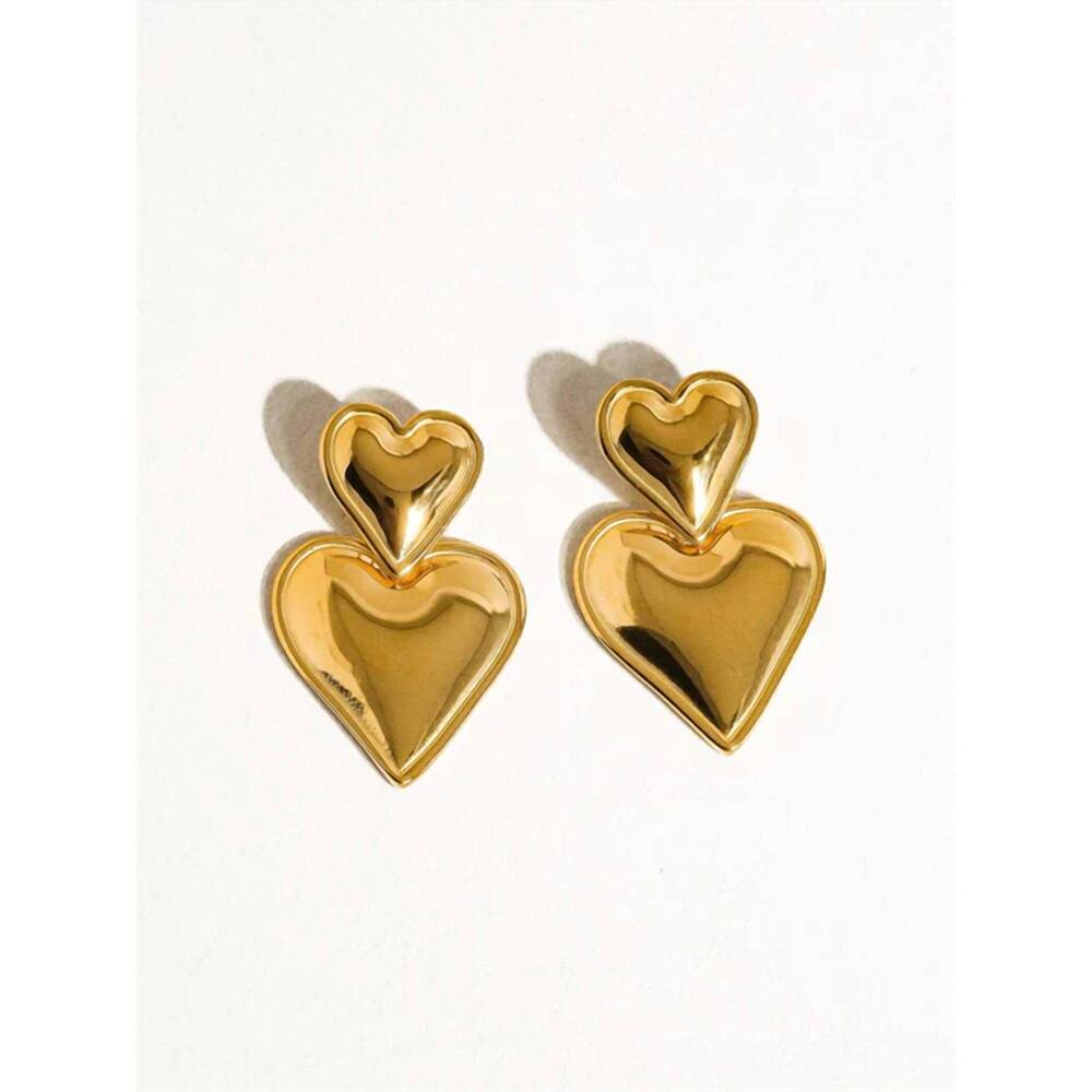 NEW CHANSUTTPEARLS double heart earrings in gold